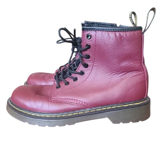 Dr Martens Delaney Red Leather 1460 J Kids Boots Size 3 - Picture 1 of 7